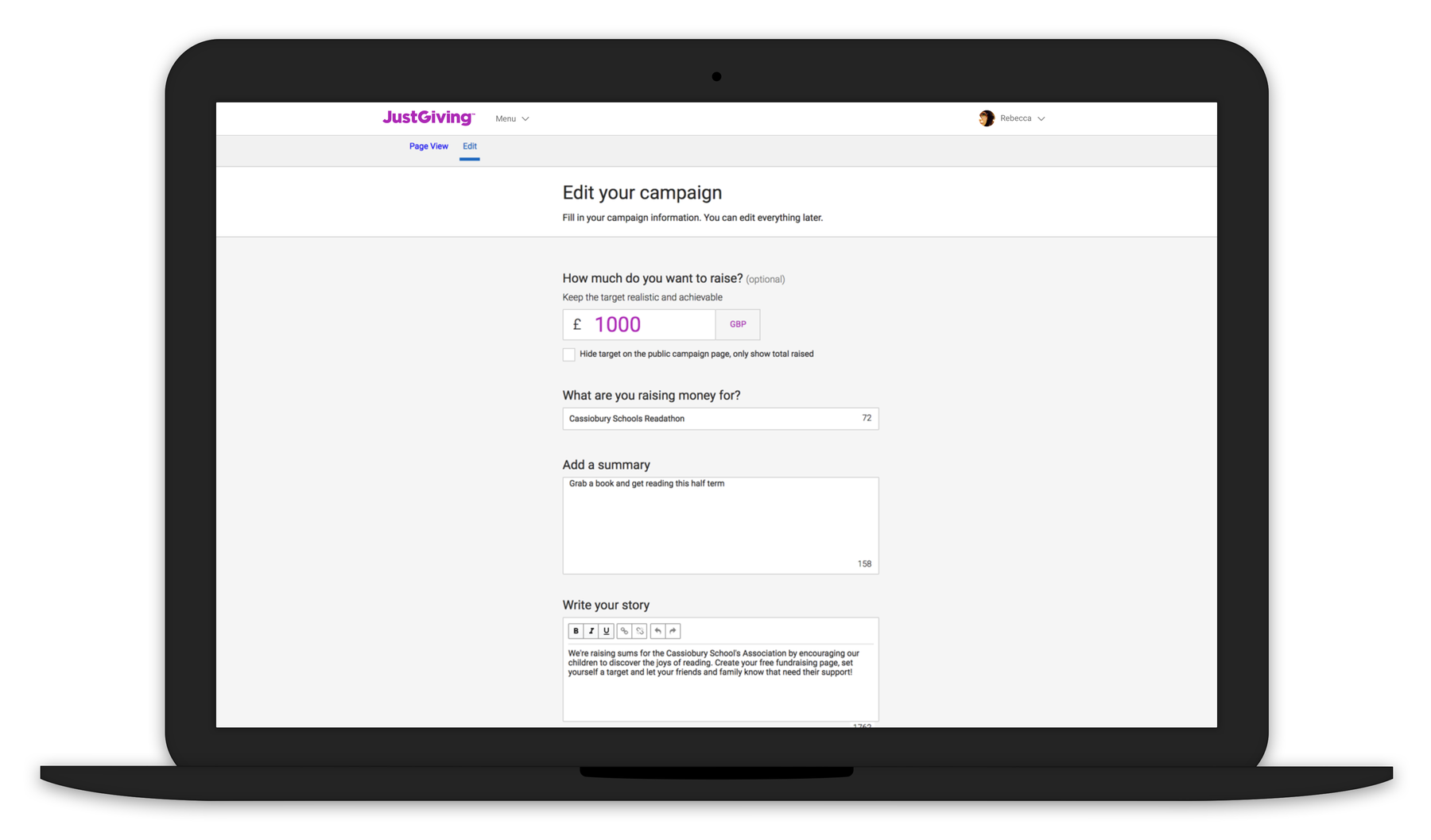 The Campaigns product before the redesign