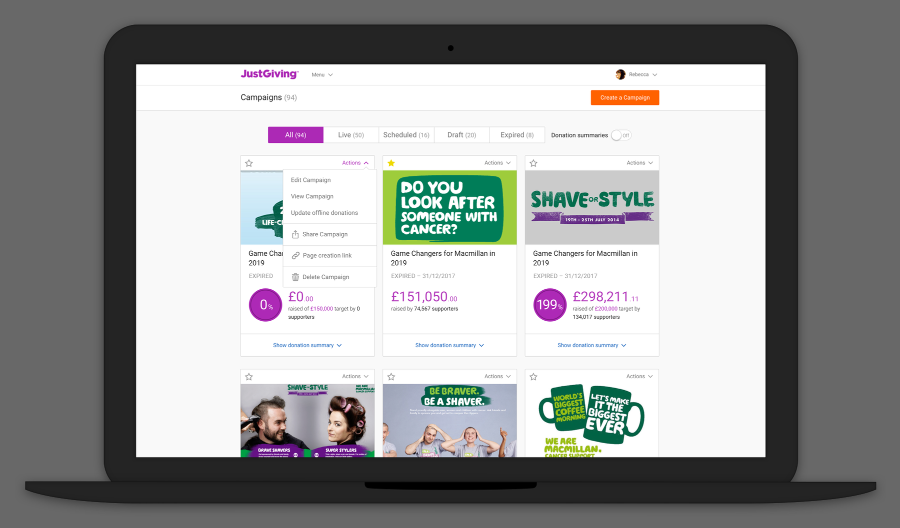 The new campaigns dashboard